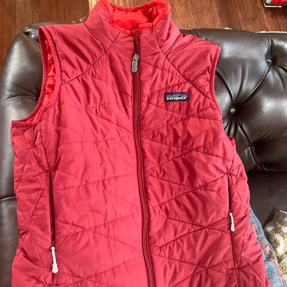 Patagonia vest! Great way to stay warm.